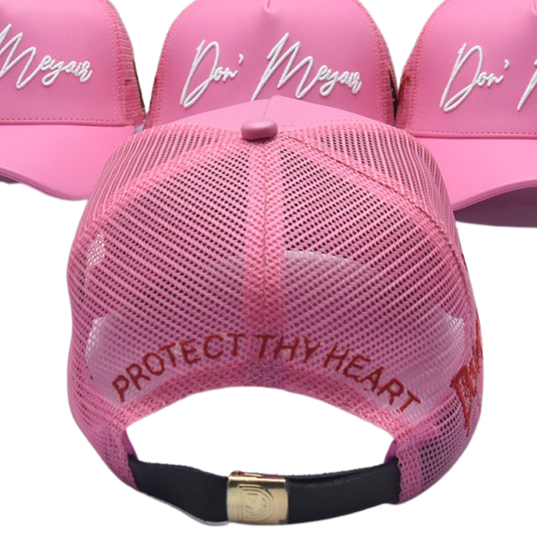 Don’meyair “Protect Thy Heart” Trucker Hat – Pink/White/Red